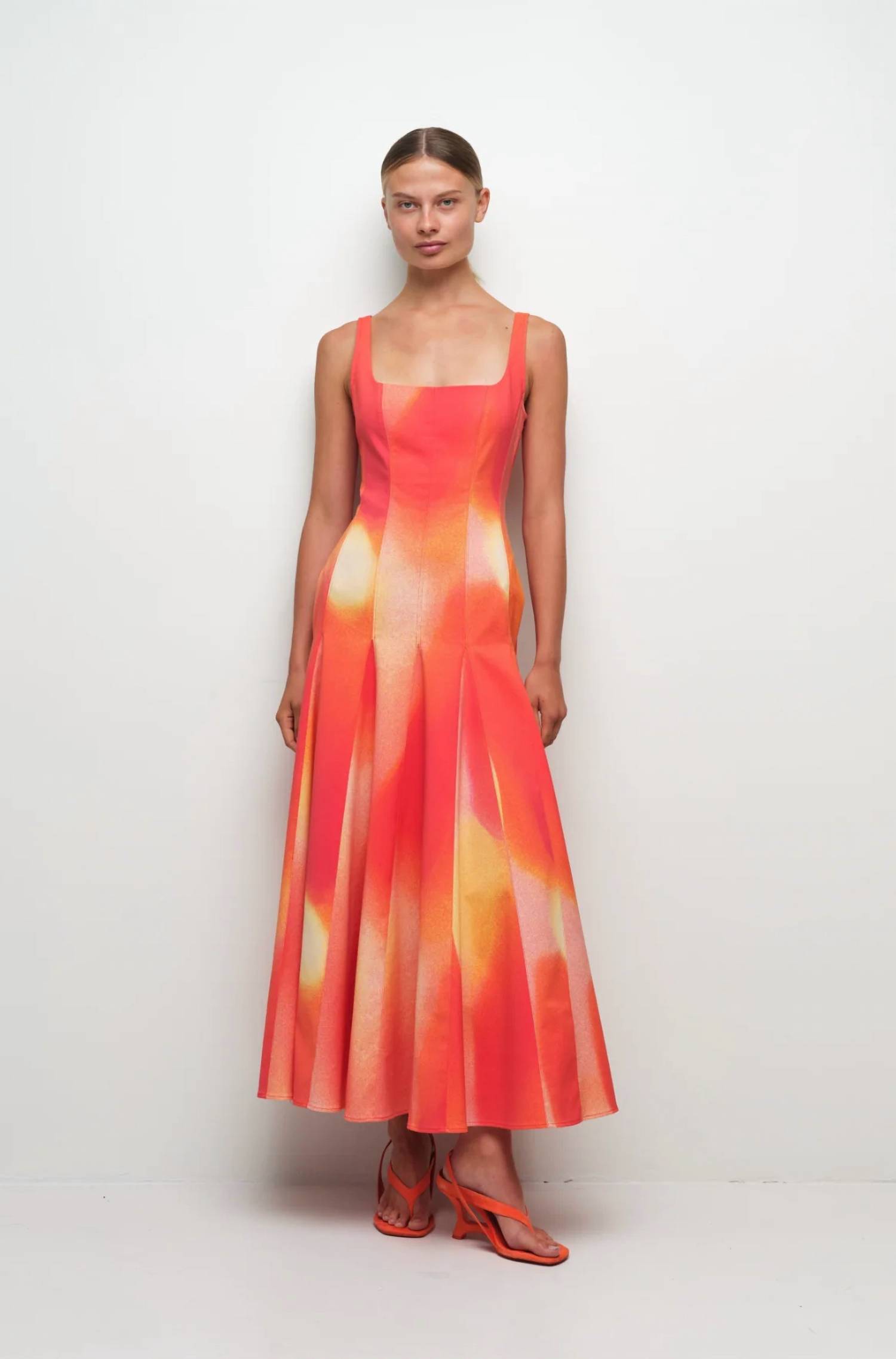Simkhai Lara Midi Dress Gold Hour Sunset
