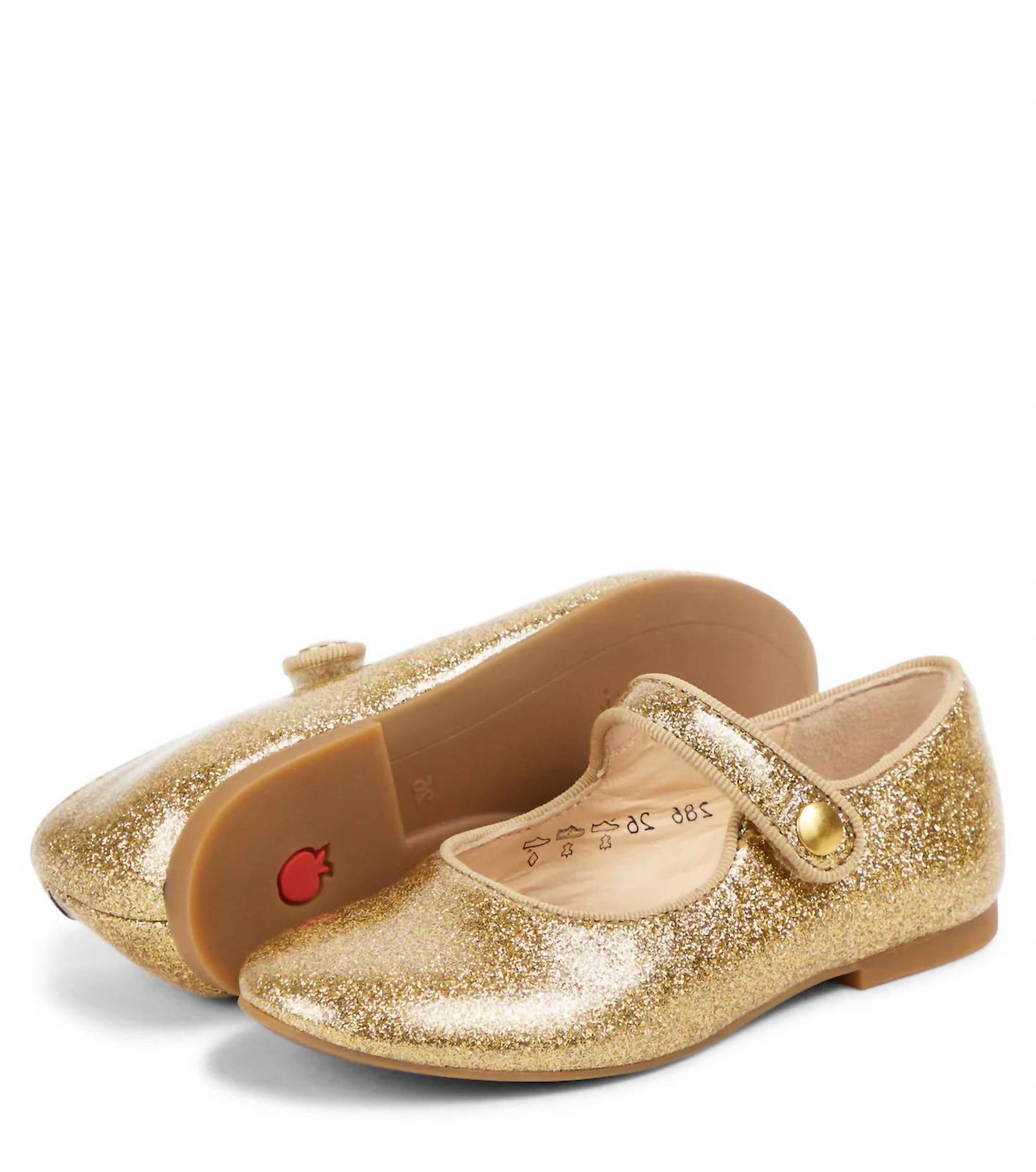 Pom D'api girl's daisy glitter lisse mary jane shoe Oro / Gold - Picture 2 of 25