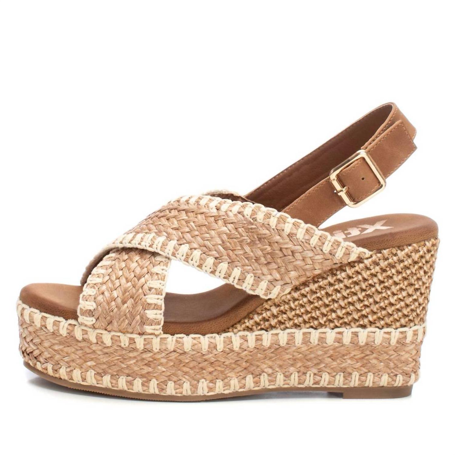 Xti Women's Raffia Wedge Sandals Taupe - Picture 2 of 29