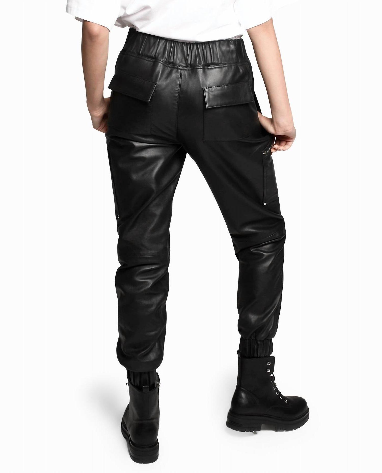 Nicole Miller Leather Space Jogger Black - Picture 3 of 9