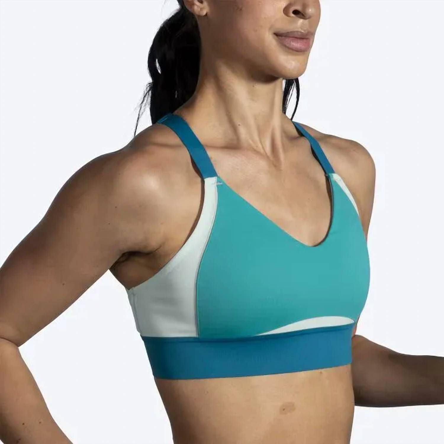 Brooks Women's Drive Interlace Run Bra Nile Green/lagoon/light Mint