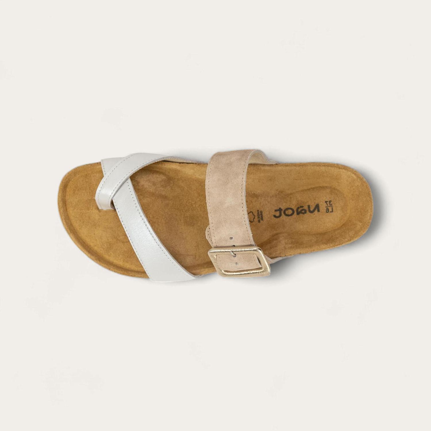 Naot women's fresno toe loop slide sandal White Pearl Leather/sand Stone - Picture 5 of 6