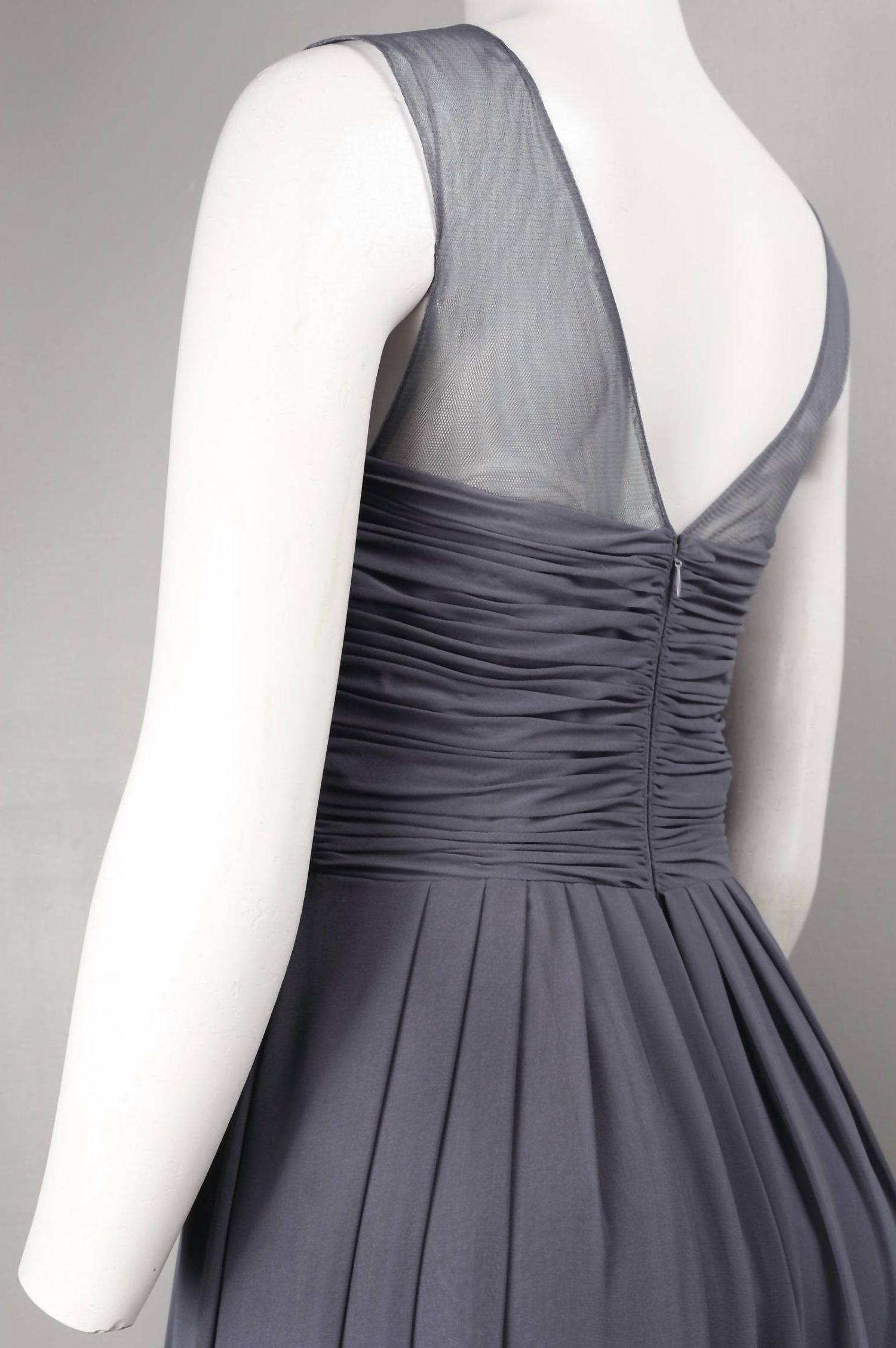 Decode 1.8 embellished a-line chiffon evening dress Grey - Picture 3 of 5