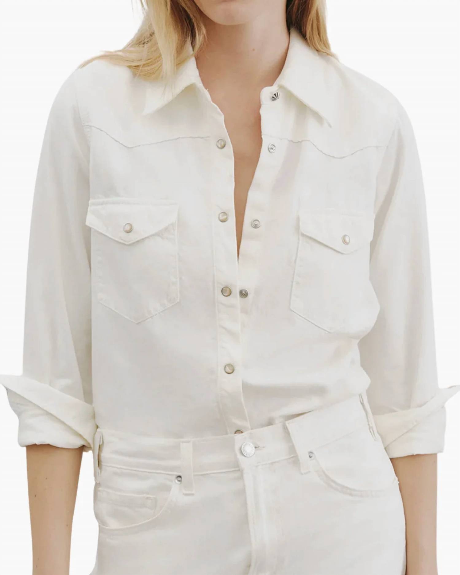 Nili Lotan Travis Denim Shirt Cream