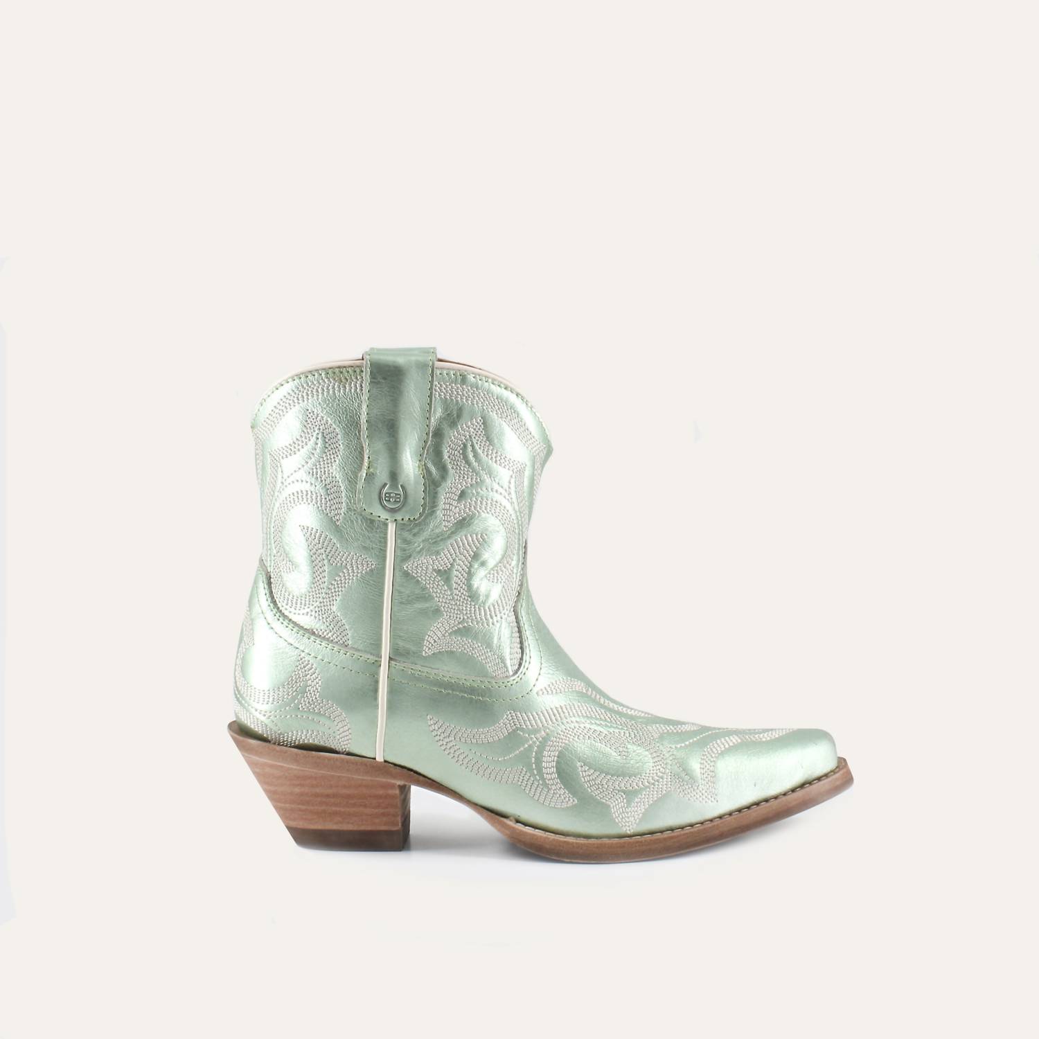 Pre-owned Buck & Brana Women's Regina Leather Cowgirl Boots In Mint In Green