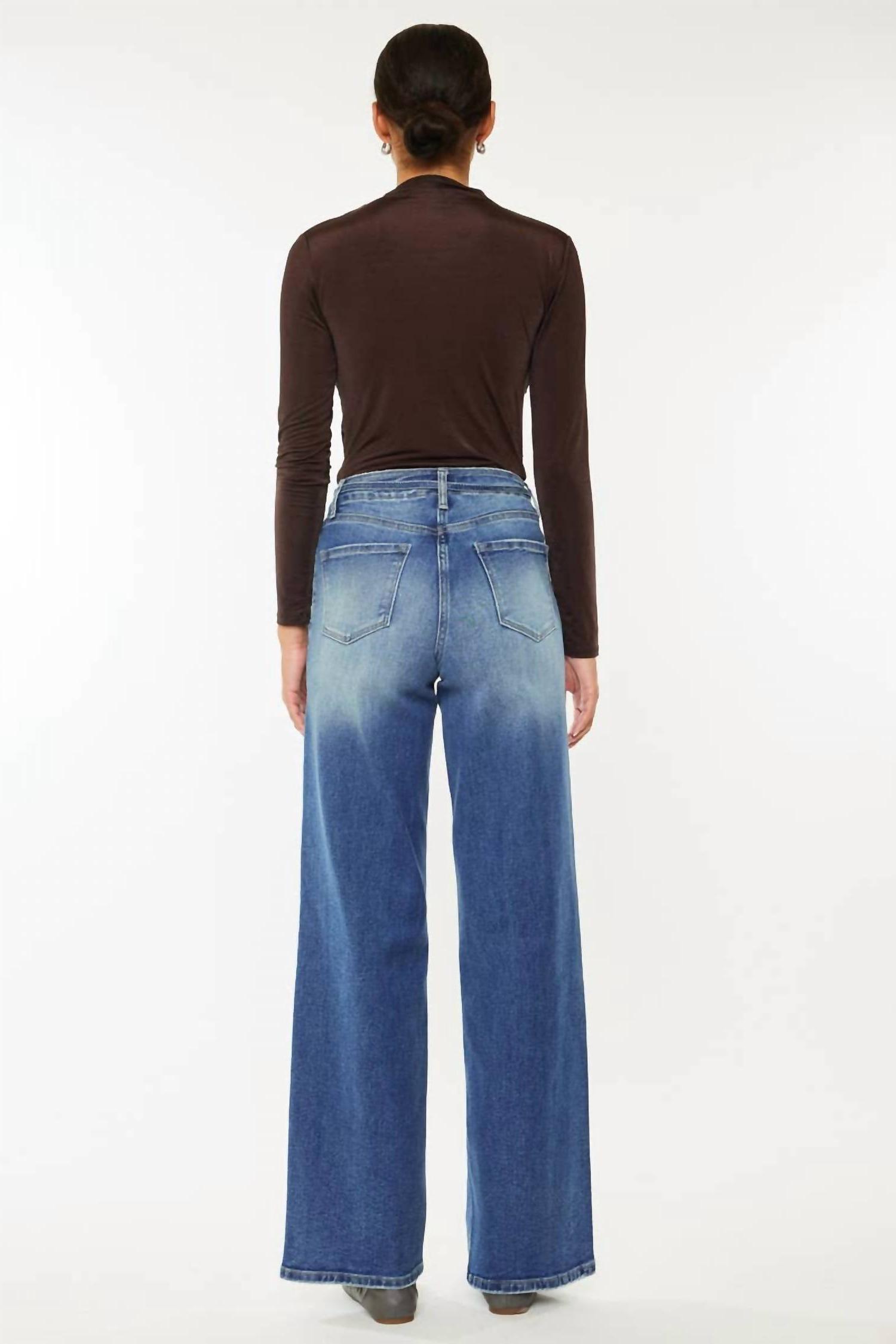 Kancan Santa Monica High Rise Wide Leg Jeans Medium Indigo Wash - Picture 4 of 16