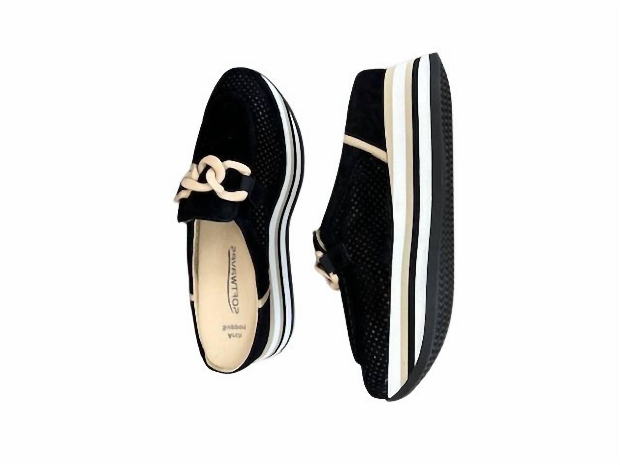 Softwaves Women's Carlisa Loafers Black Camel