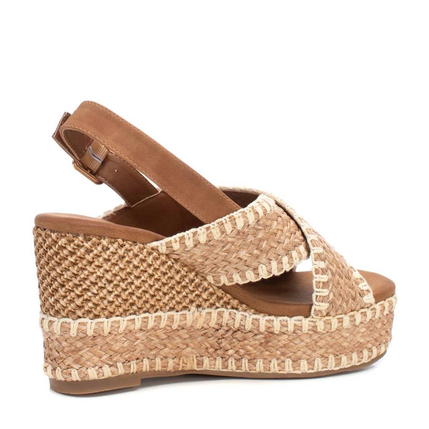 Xti Women's Raffia Wedge Sandals Taupe - Picture 4 of 29