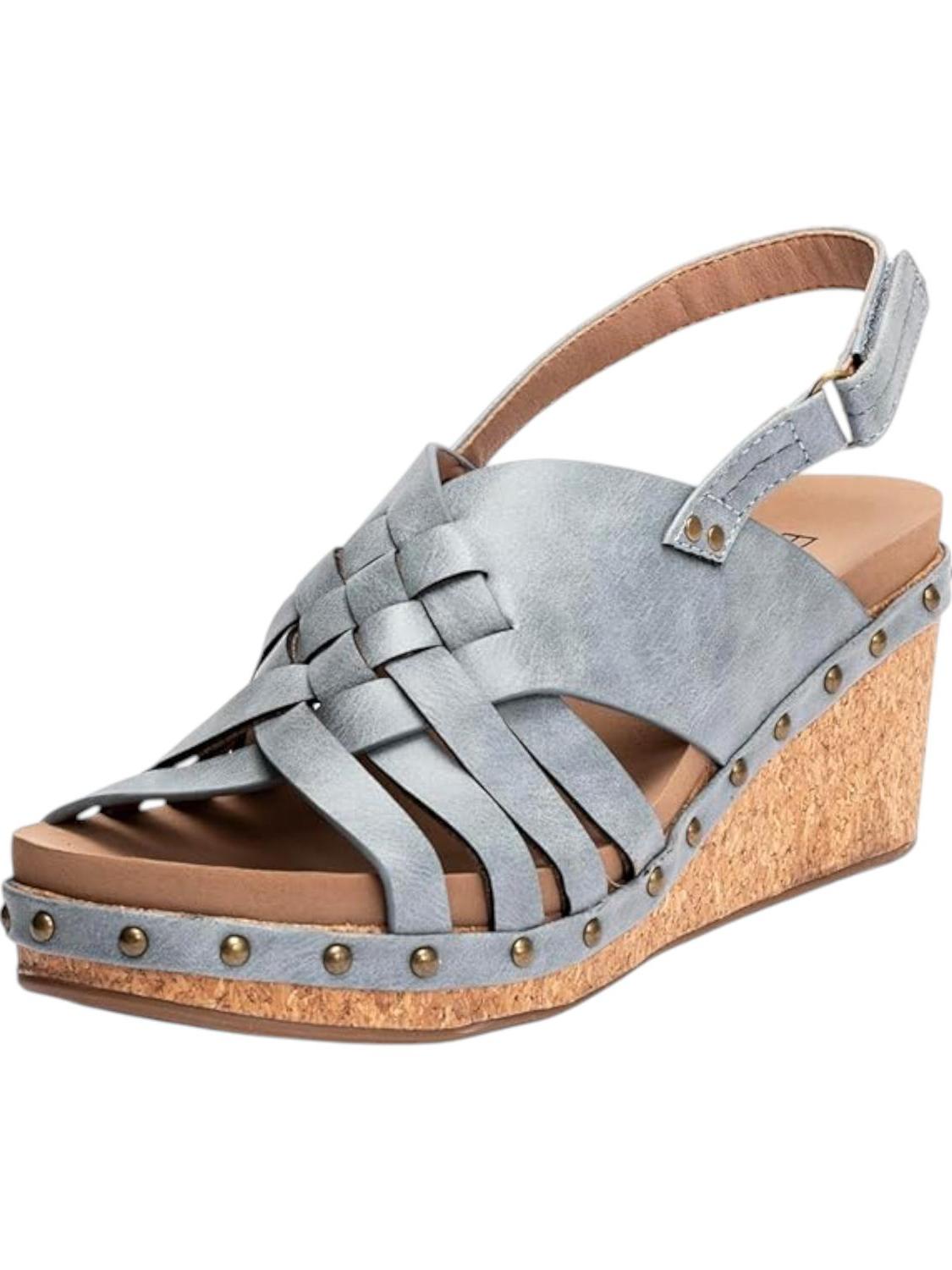 Corkys Footwear Women’s Dream Weaver Wedge Sandal Blue/clear