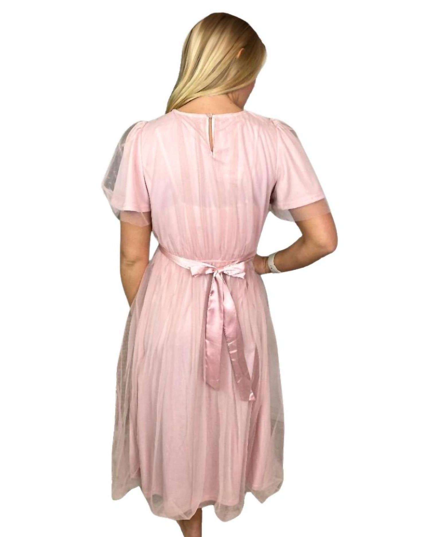 Blu Pepper Tulle Midi Dress Light Pink - Picture 4 of 7