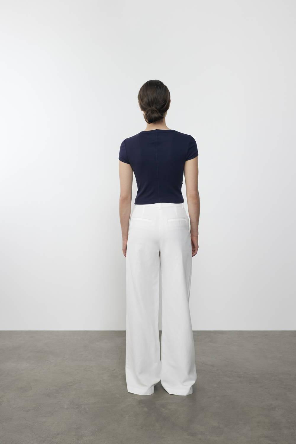 Enza Costa Supima Baby Rib Cropped Tee Indigo