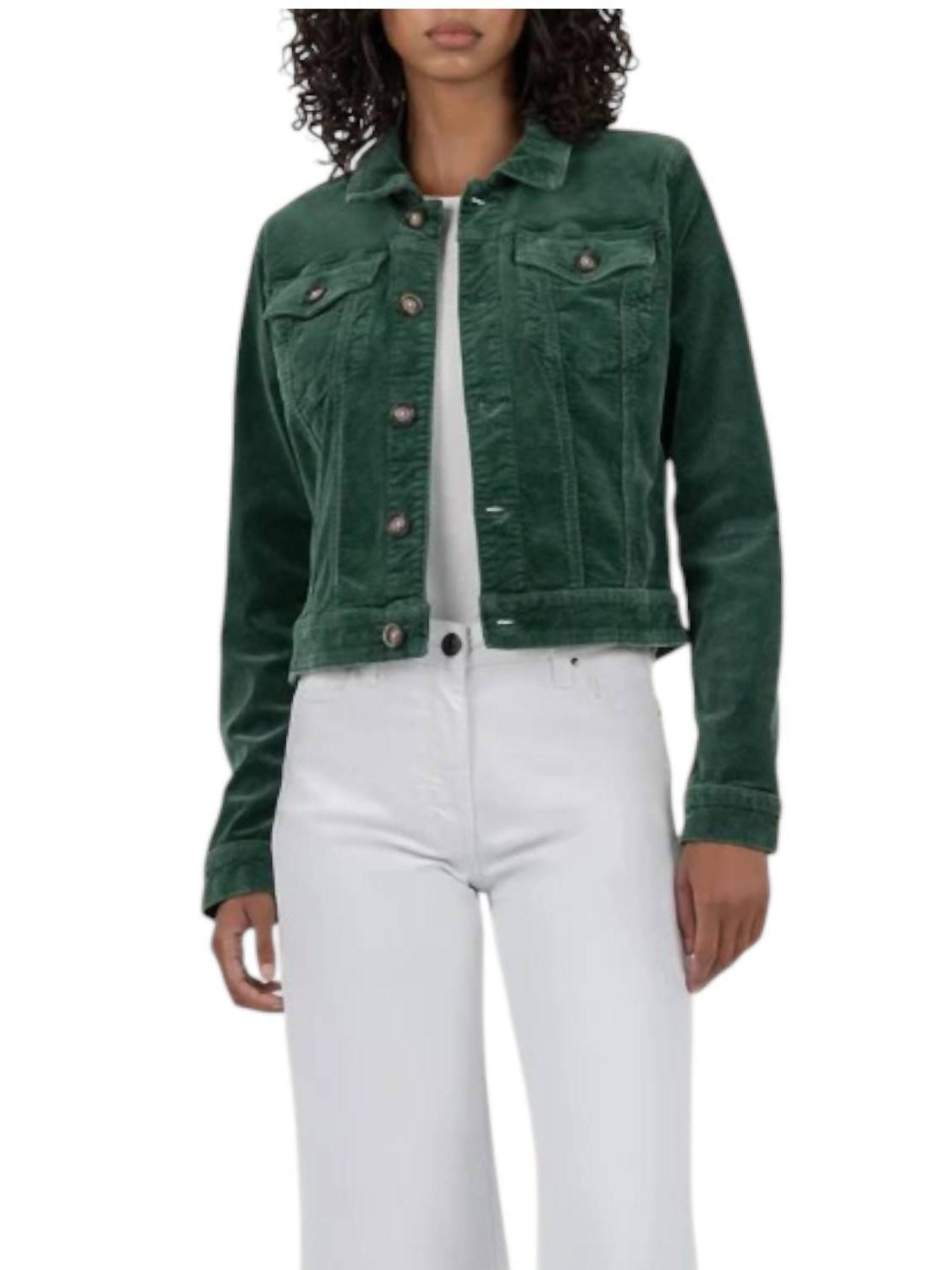 Kut From The Kloth Julie Crop Corduroy Jacket Green - Picture 2 of 9