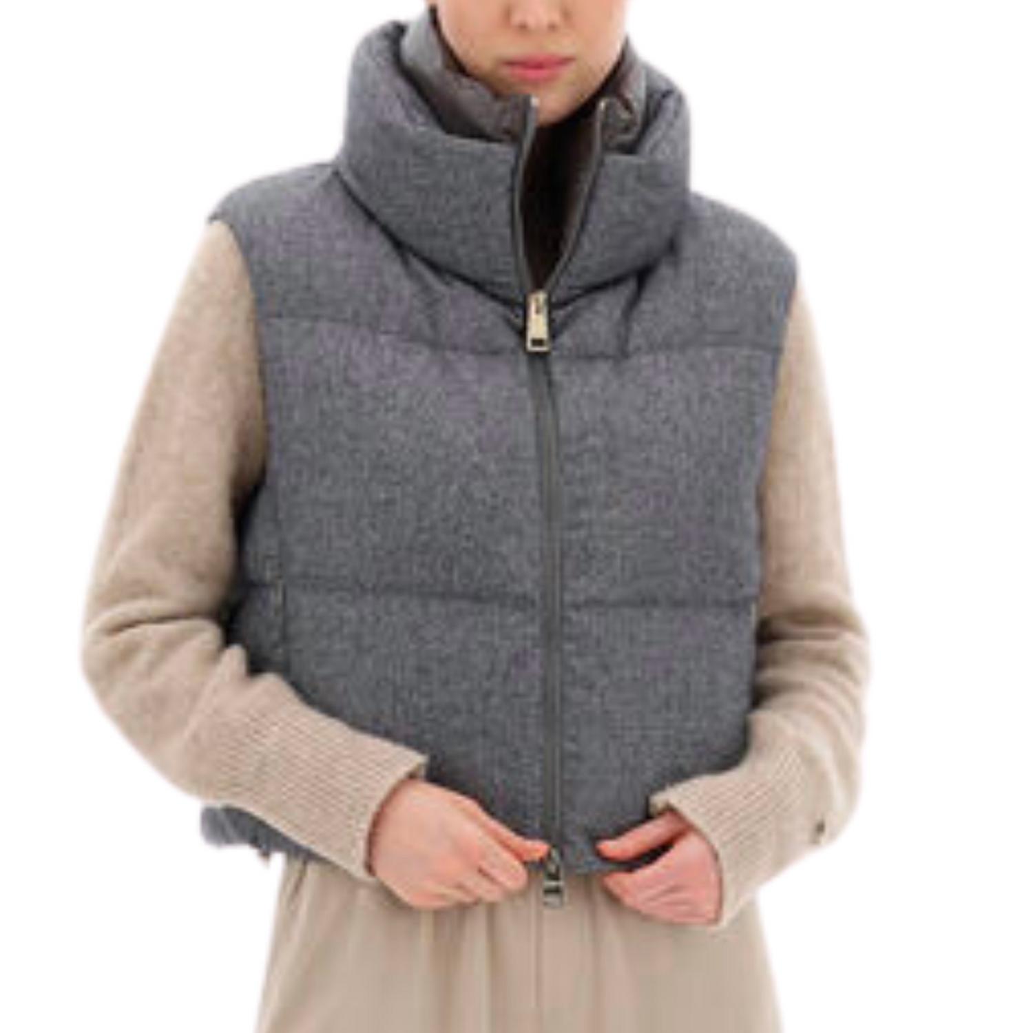 Pre-owned Herno Cashmere, Silk, And Nylon Ultralight Sleeveless Jacket In Grey In Gray