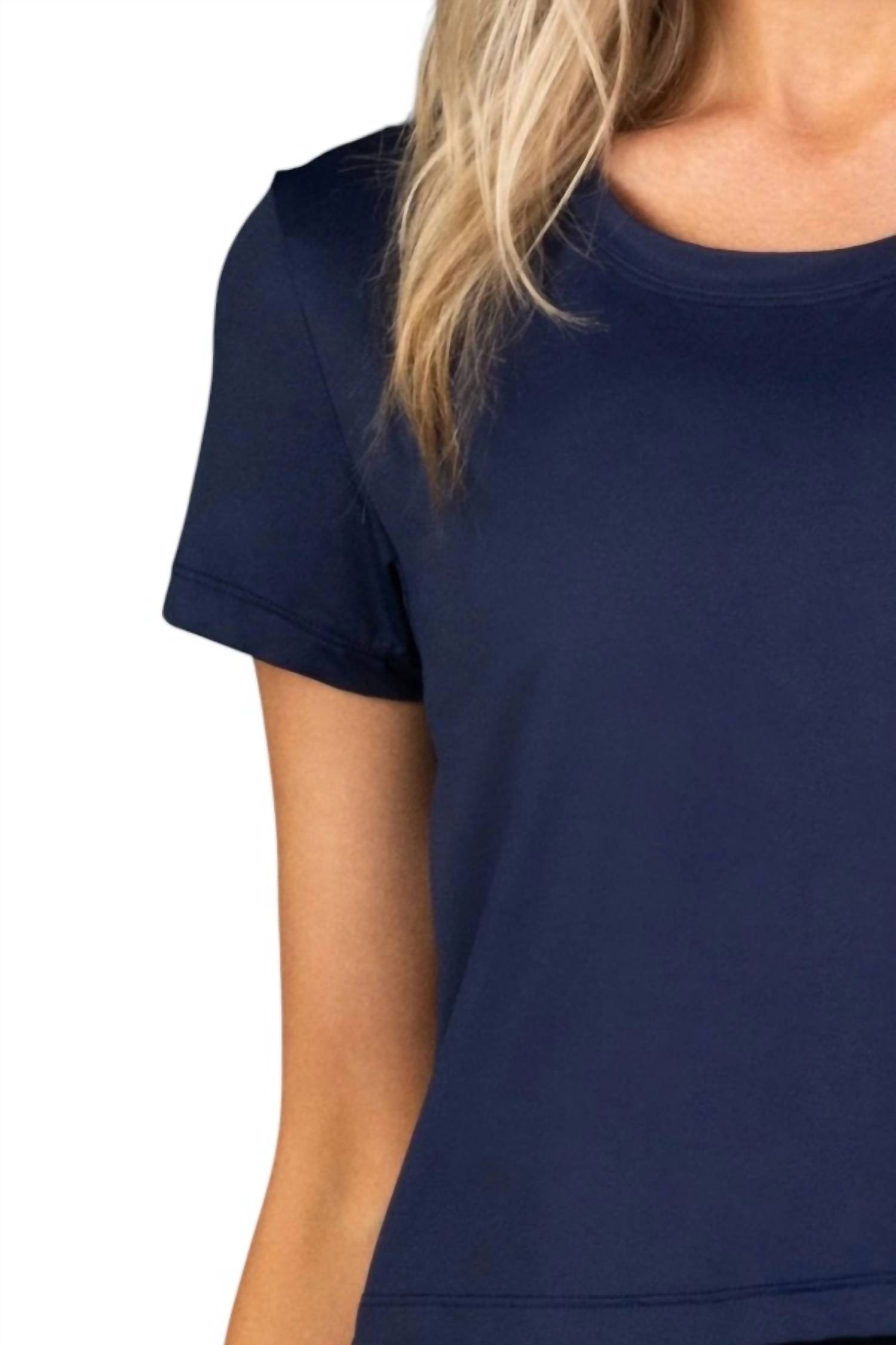 Laird Cropped Open Back Workout Top Navy - Bild 3 von 13