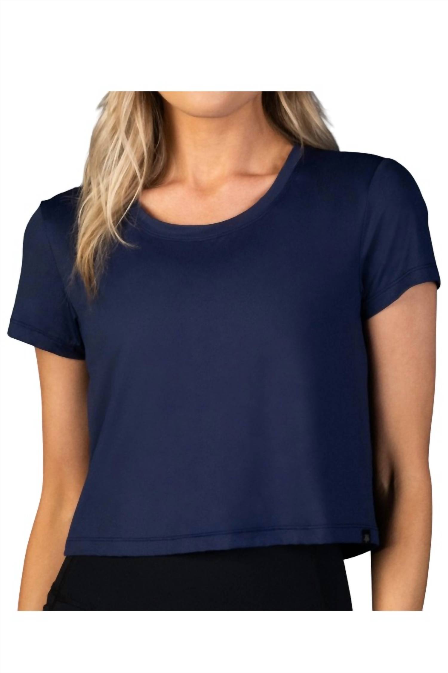 Laird Cropped Open Back Workout Top Navy - Bild 2 von 13
