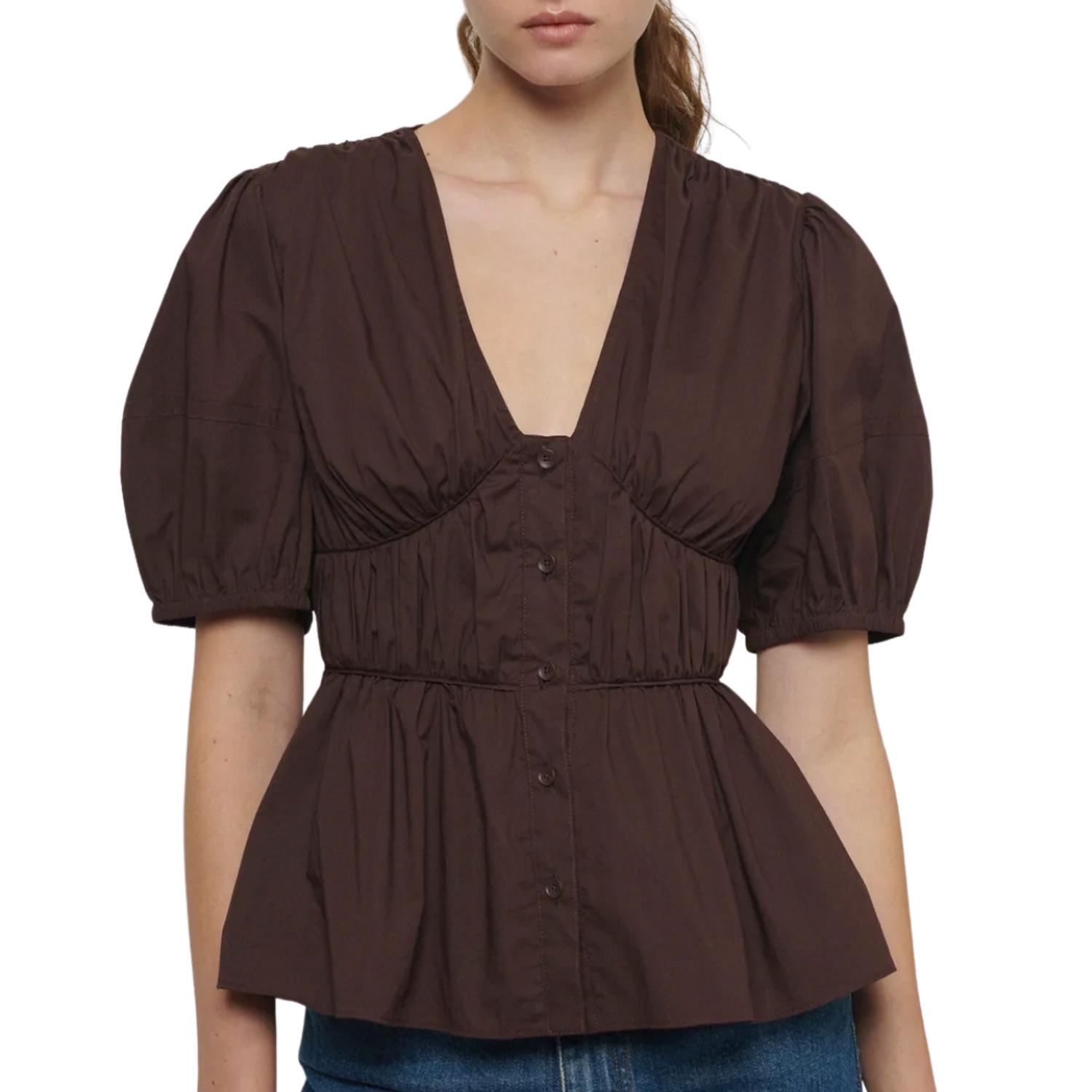 Pre-owned Derek Lam 10 Crosby Maureen Top In Chocolate In Brown