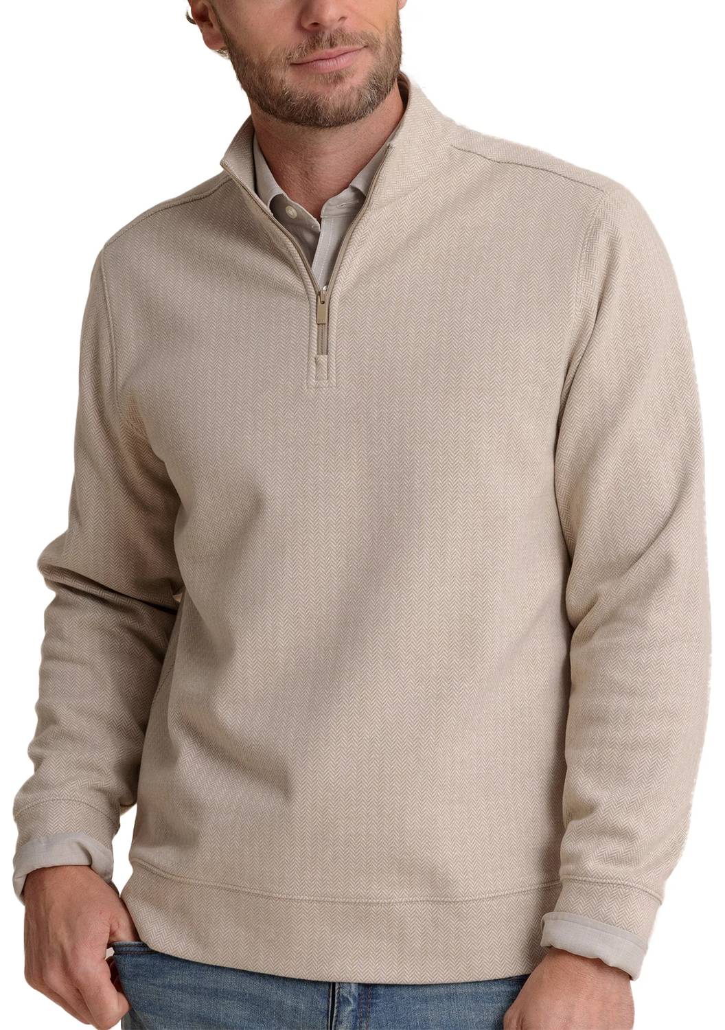 Southern Tide Adler Lane Quarter Zip Top Sandstone Khaki