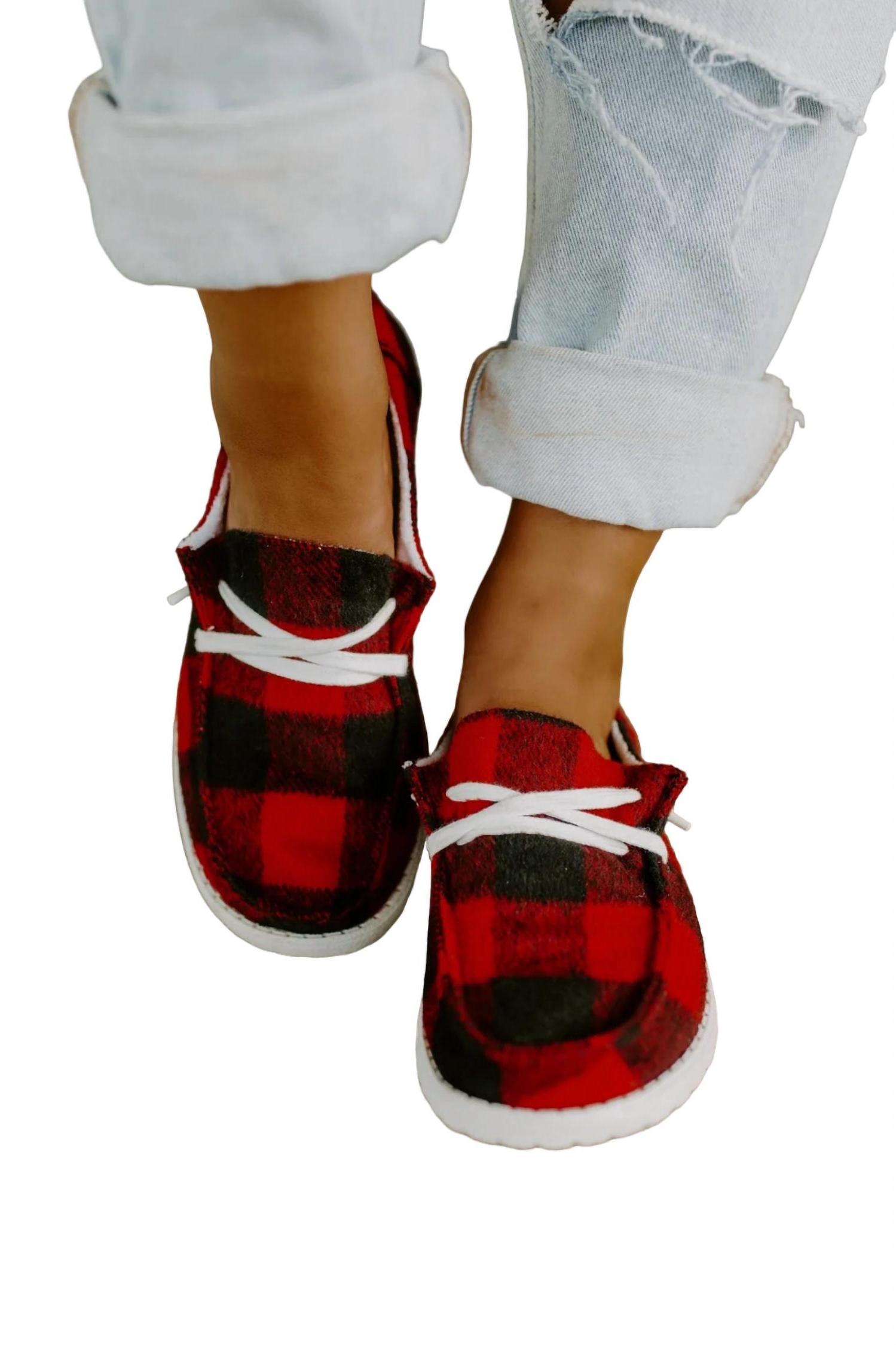 Gypsy Jazz Women's Heather Sneakers Red Buffalo Plaid