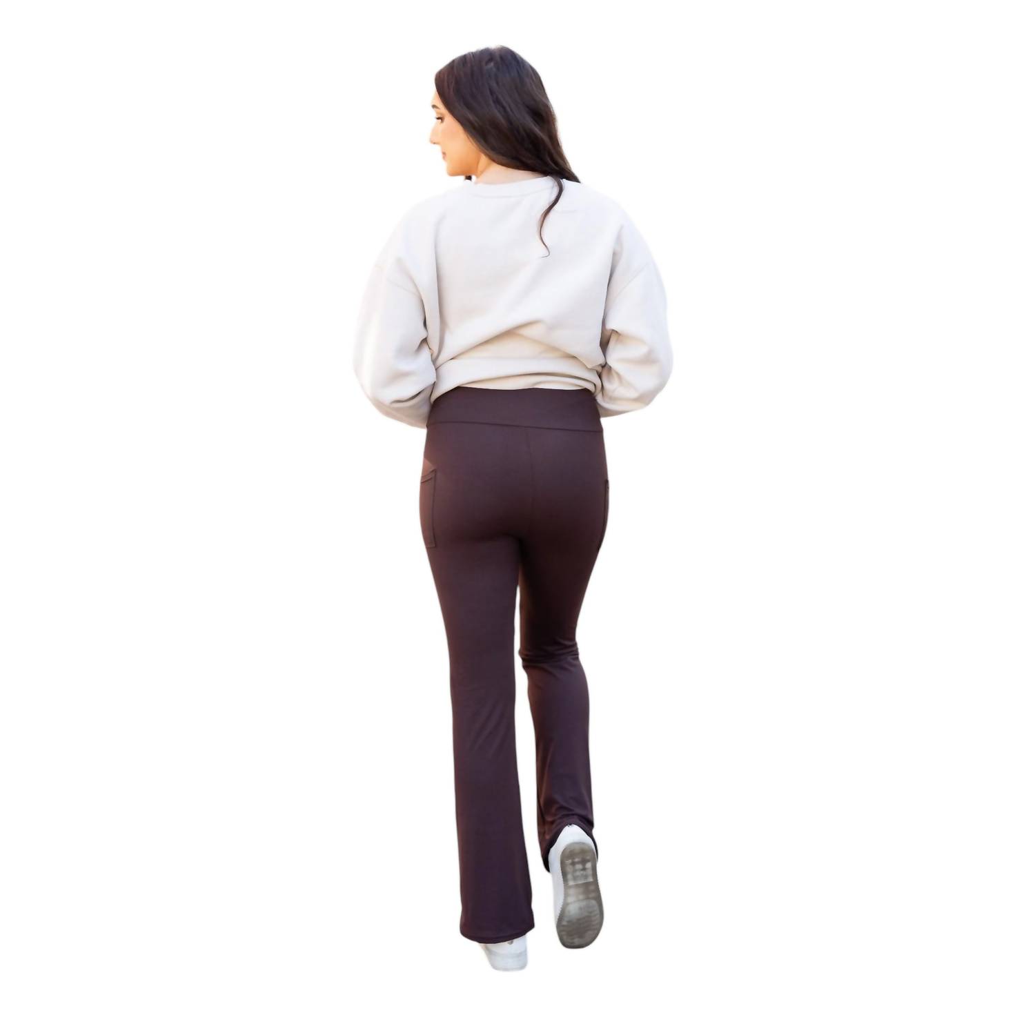Julia Rose rhea bootcut leggings with pockets in BROWN - Picture 4 of 16