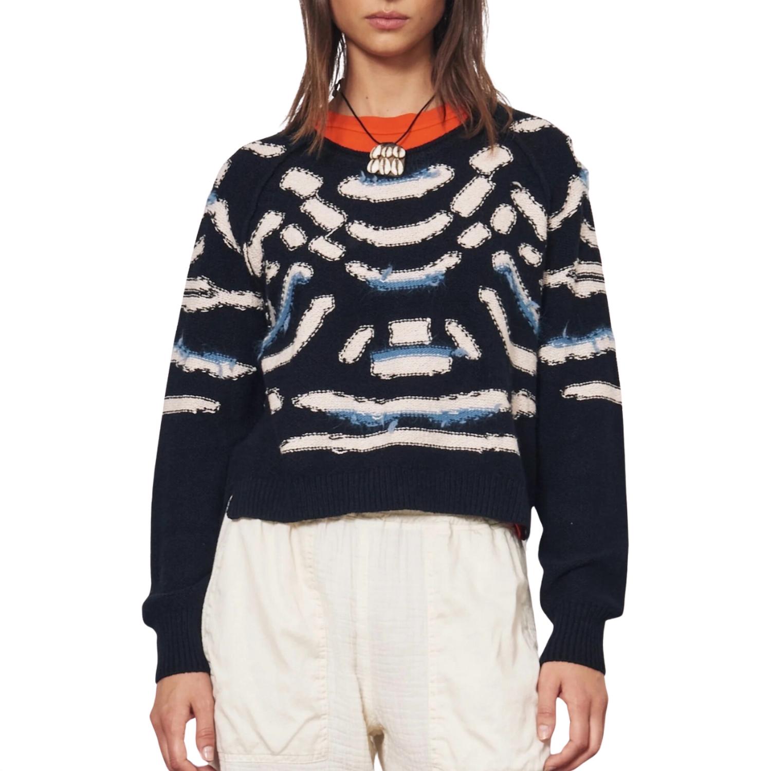 Pre-owned Raquel Allegra Zuri Pullover Sweater In Black & Chalk