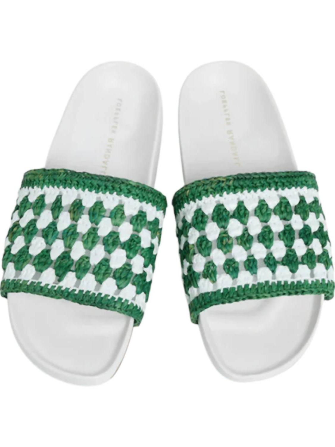 Loeffler Randall Women's Henri Crochet Raffia Band Footbed Sandal White/green - Bild 4 von 11