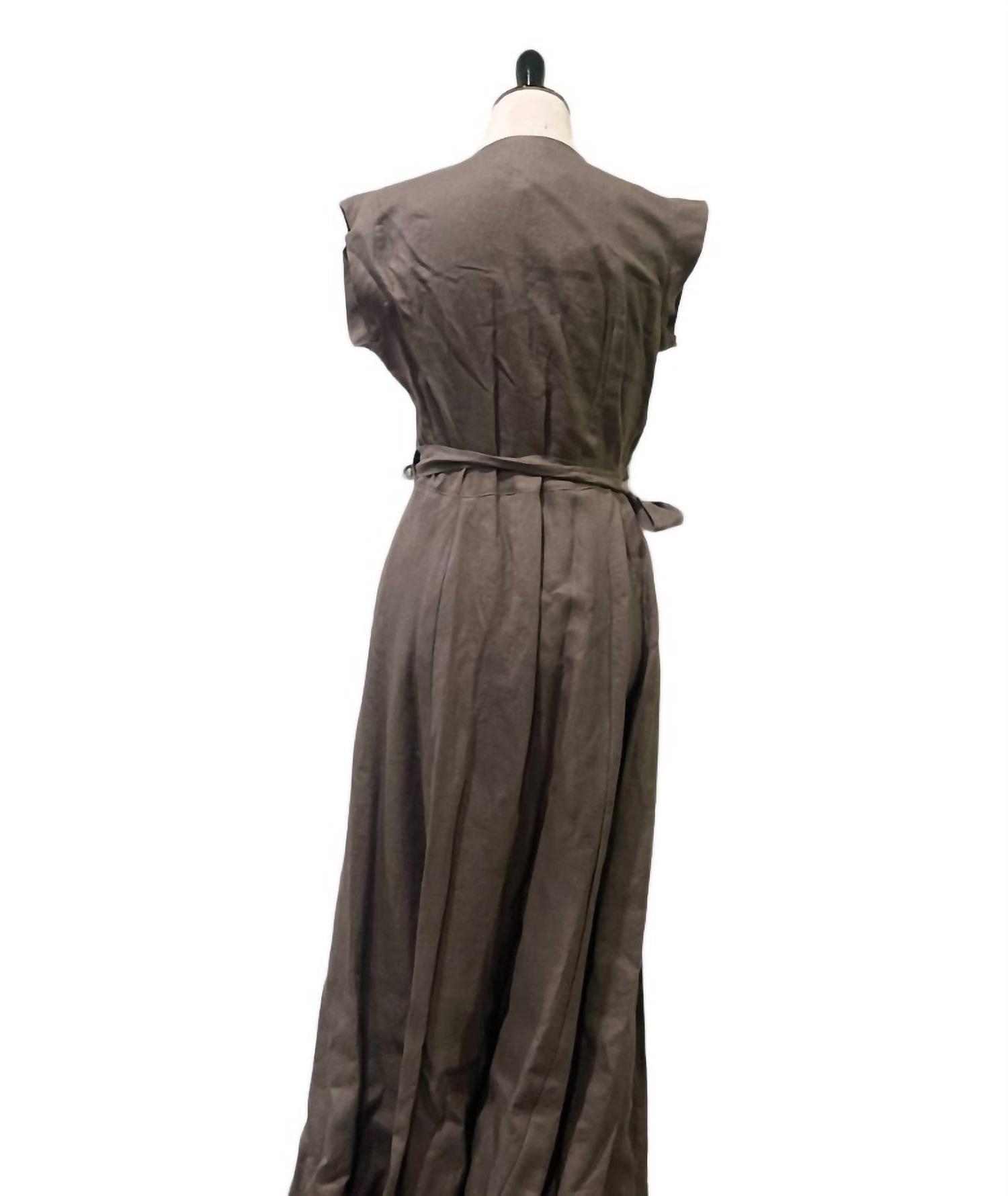 Three Dots Wrap Linen Midi Dress Charcoal - Picture 4 of 10