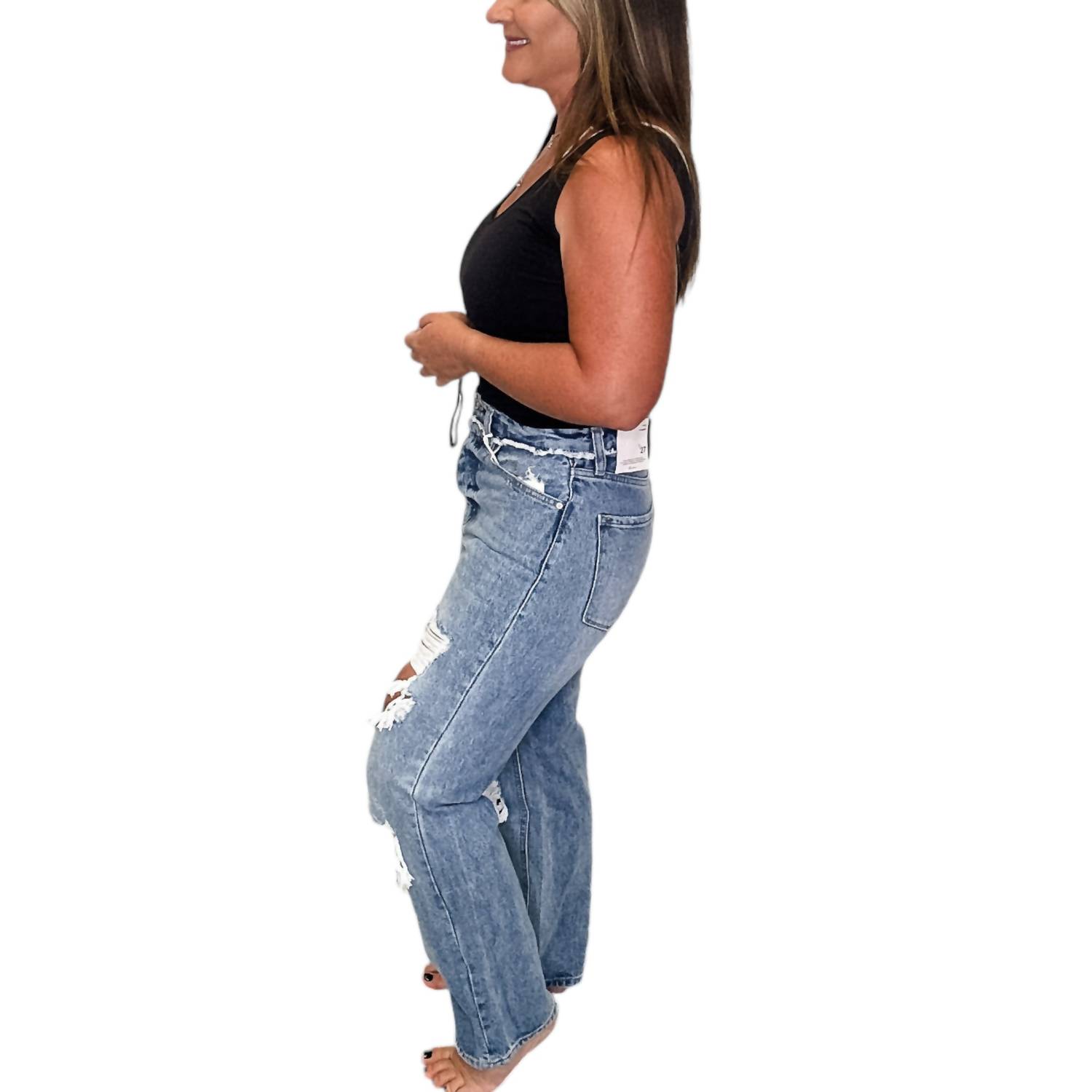 Kancan Sylvie Ultra High Rise Años 90 Boyfriend Jeans en Azul - Imagen 4 de 6