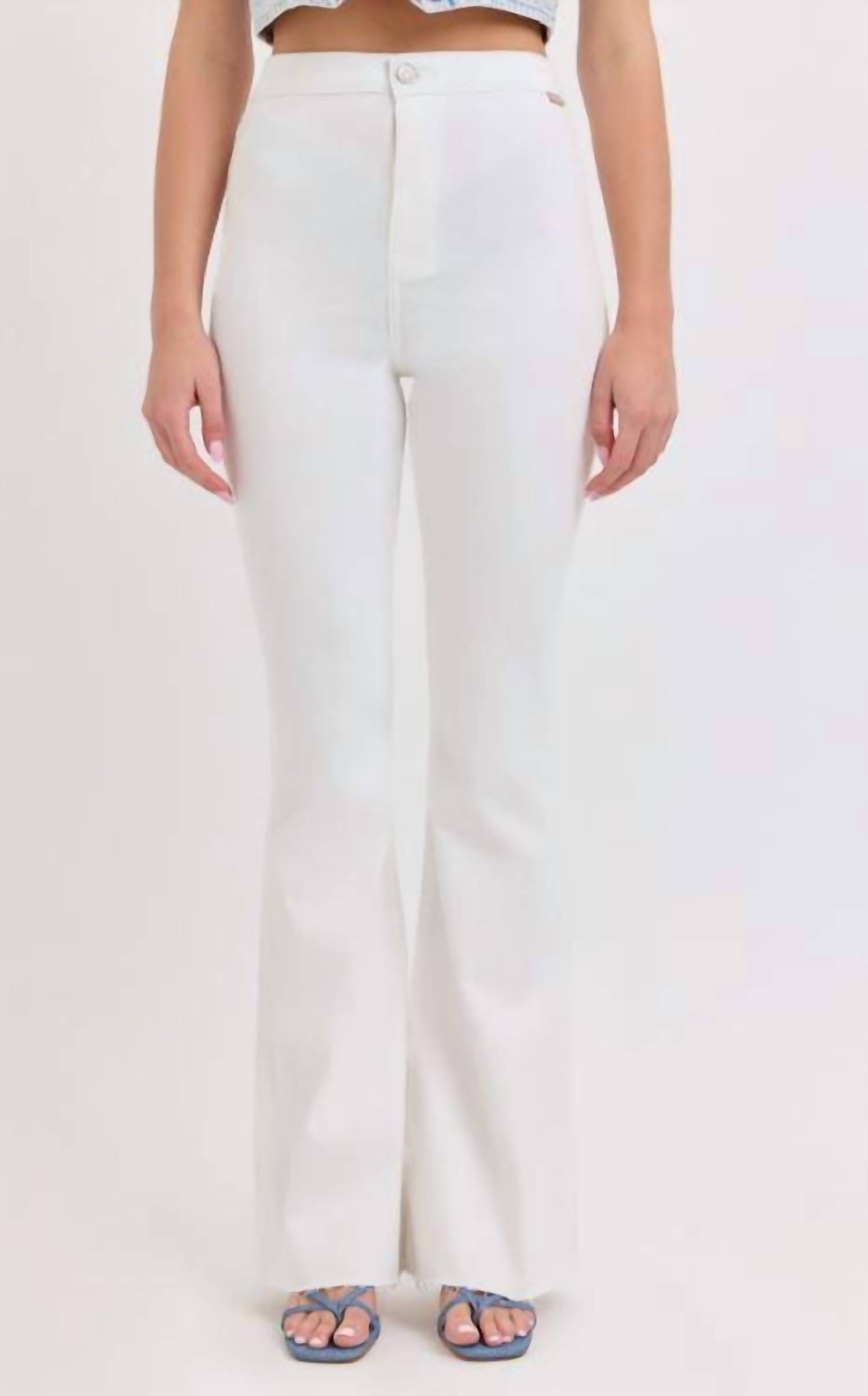 Cello High Rise Super Flare Bottom Jeans White