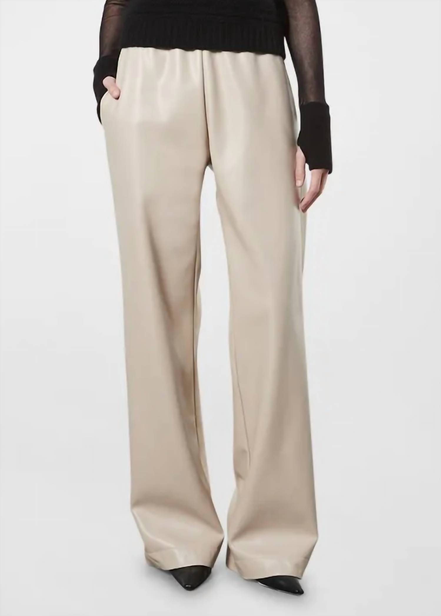 ENZA COSTA ENZA COSTA SOFT FAUX LEATHER STRAIGHT LEG PANT IN KHAKI