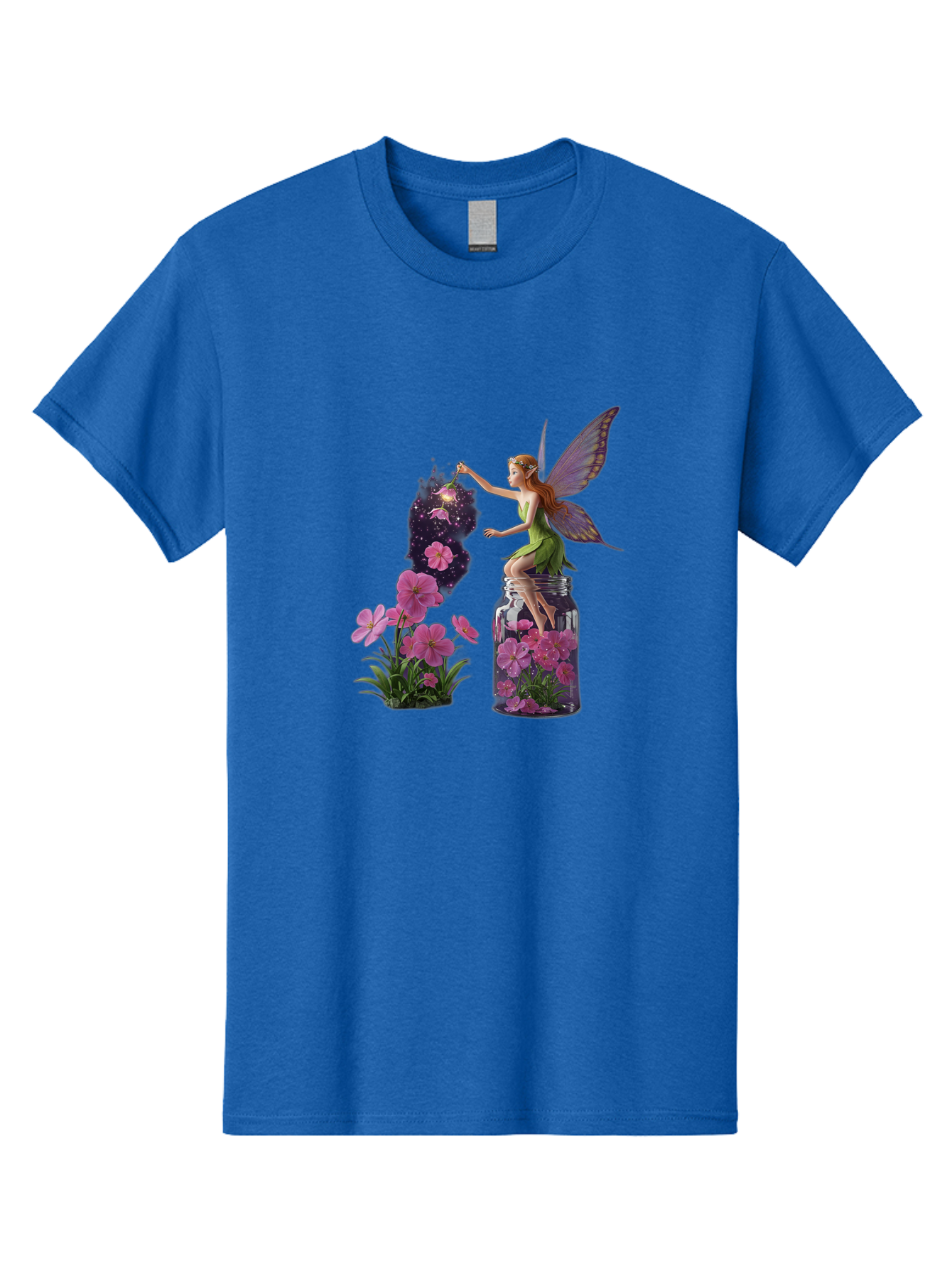 Fairy-In-Mason-Jar Mens Graphic Tee, 100% Cotton, Casual Summer Wear