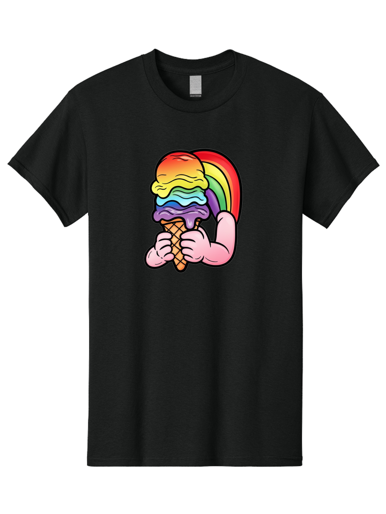 Rainbow-Ice-Cream-2 Mens Graphic Tee, 100% Cotton, Casual Summer Wear - Picture 9 of 16