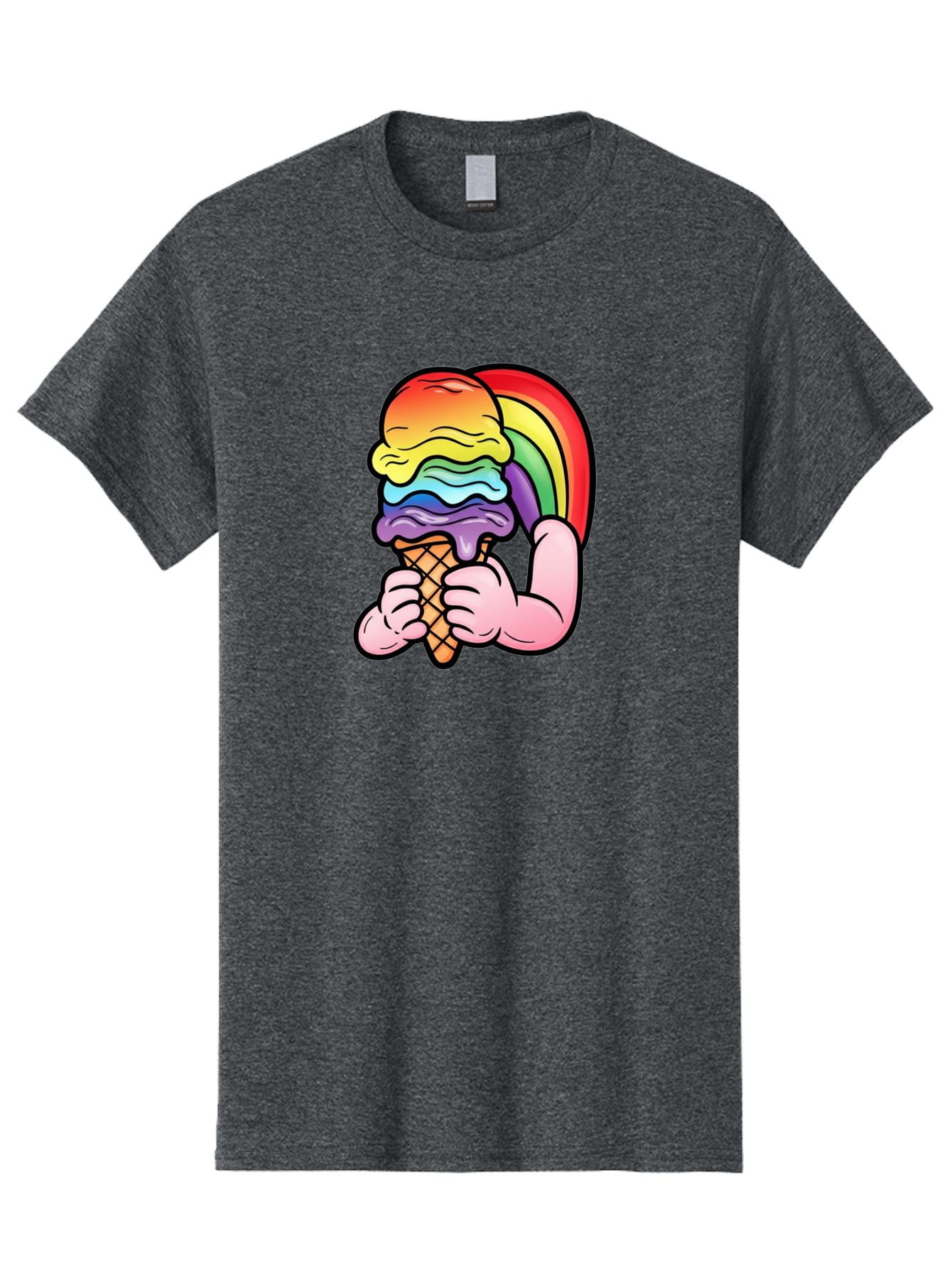 Rainbow-Ice-Cream-2 Mens Graphic Tee, 100% Cotton, Casual Summer Wear - Picture 15 of 16