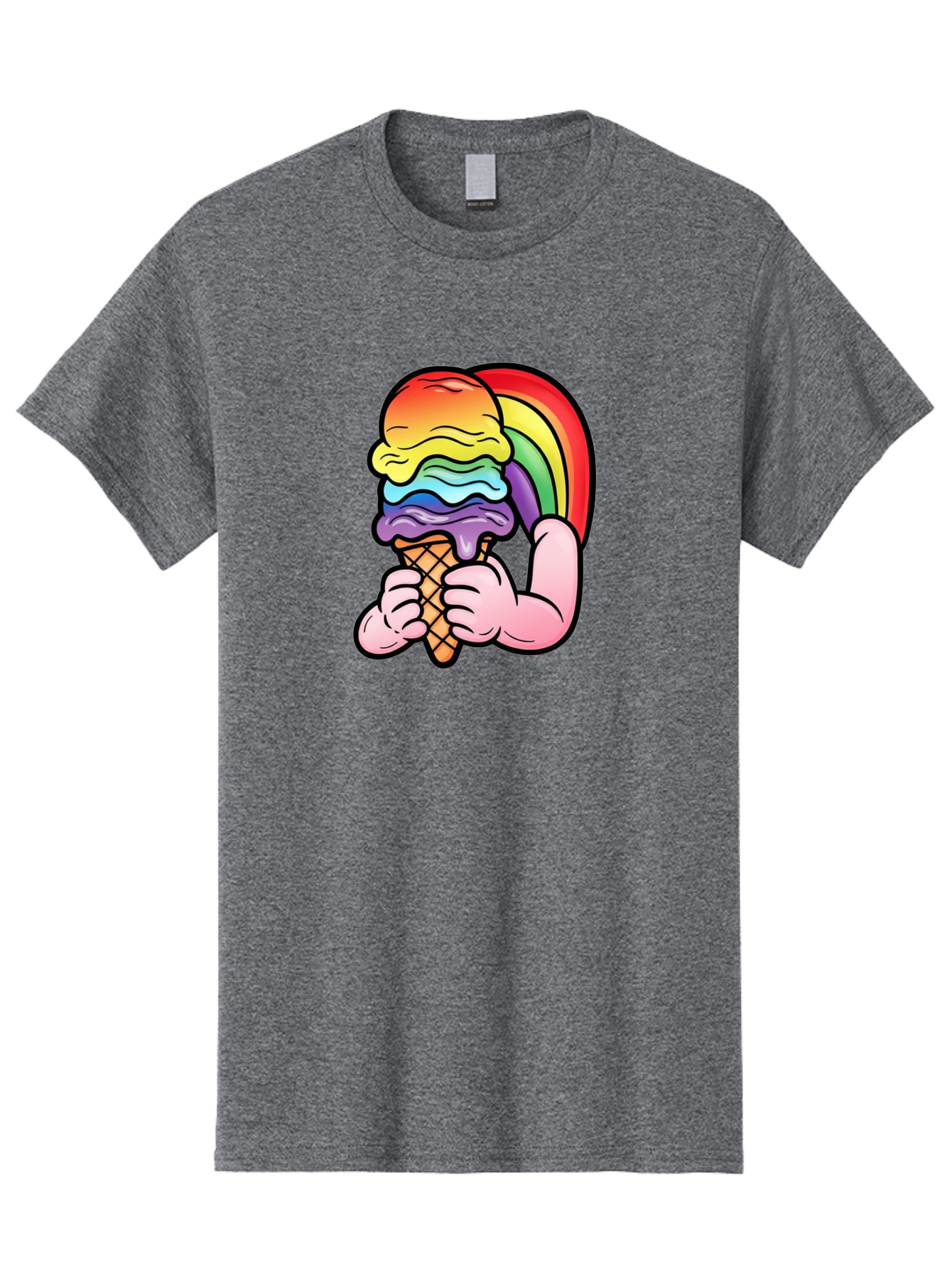 Rainbow-Ice-Cream-2 Mens Graphic Tee, 100% Cotton, Casual Summer Wear - Picture 7 of 16