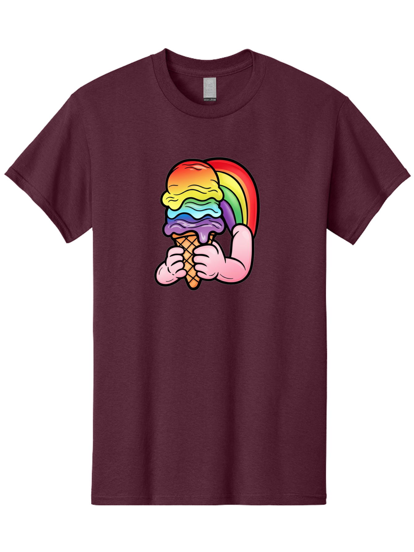 Rainbow-Ice-Cream-2 Mens Graphic Tee, 100% Cotton, Casual Summer Wear - Picture 12 of 16