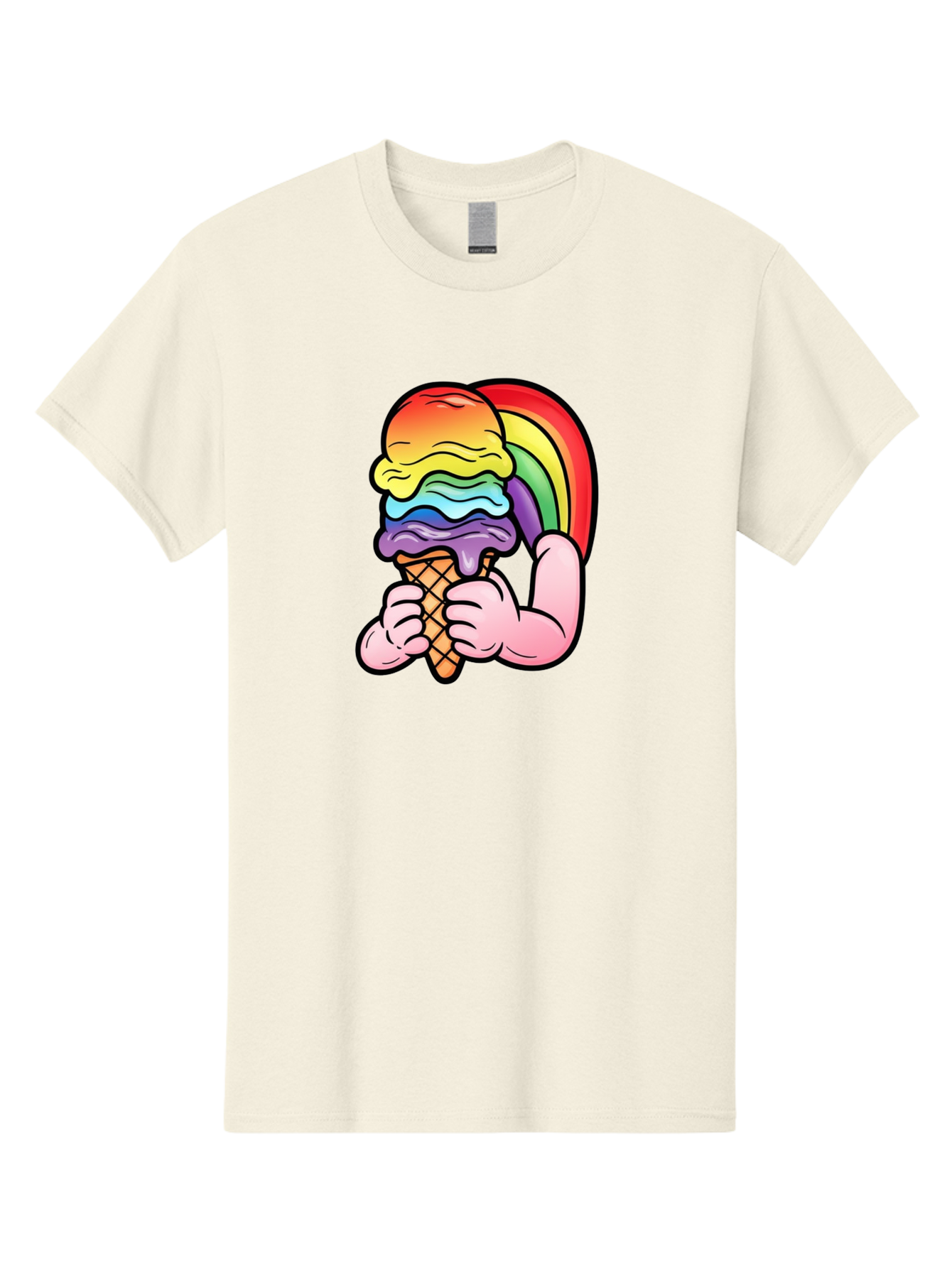 Rainbow-Ice-Cream-2 Mens Graphic Tee, 100% Cotton, Casual Summer Wear - Picture 11 of 16