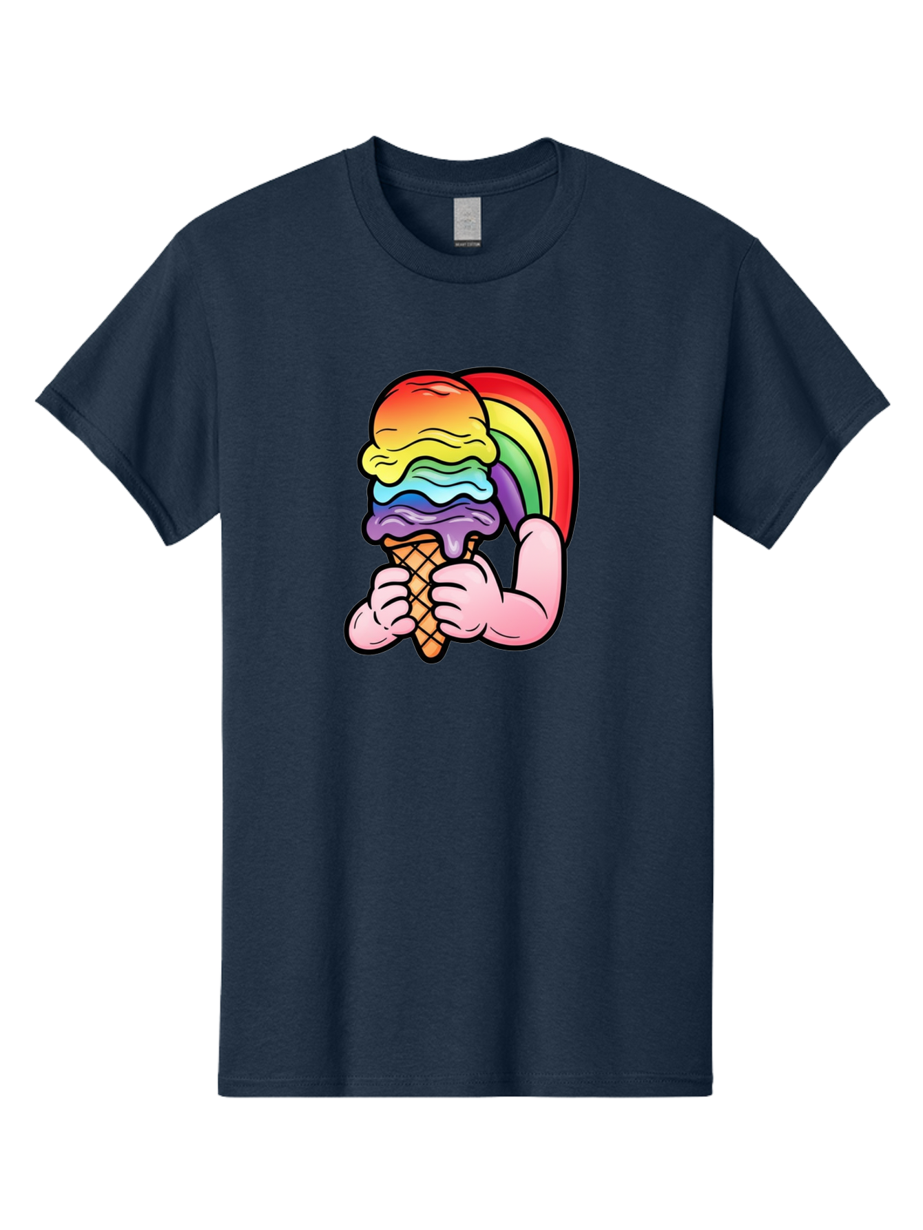 Rainbow-Ice-Cream-2 Mens Graphic Tee, 100% Cotton, Casual Summer Wear - Picture 13 of 16