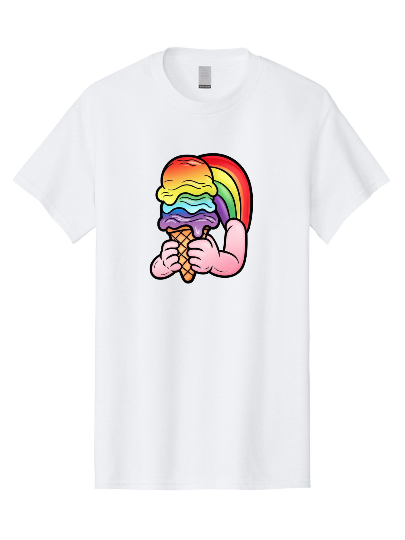 Rainbow-Ice-Cream-2 Mens Graphic Tee, 100% Cotton, Casual Summer Wear - Picture 14 of 16