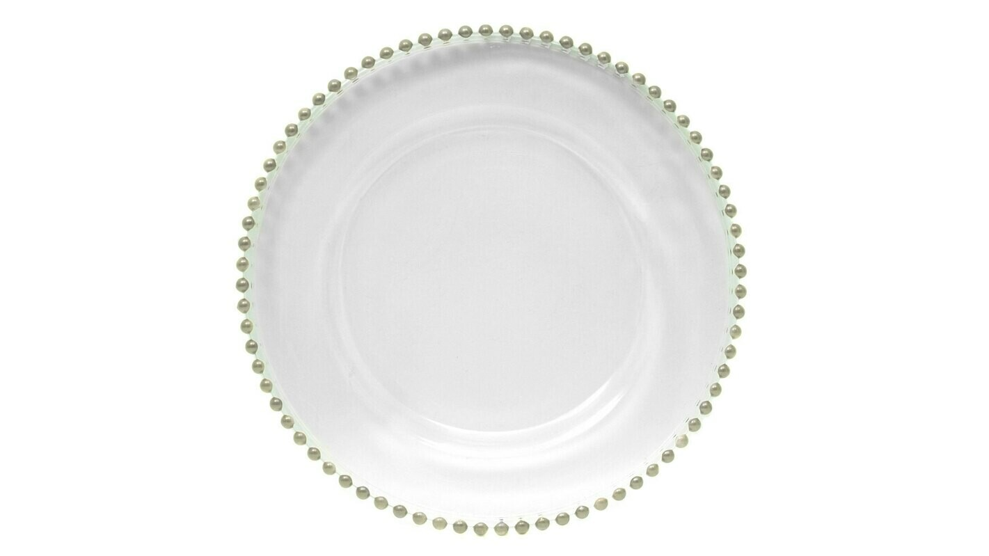 Glass Silver Beaded 13″