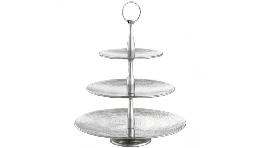 Stainless Three Tier Rice Pattern Display 17″