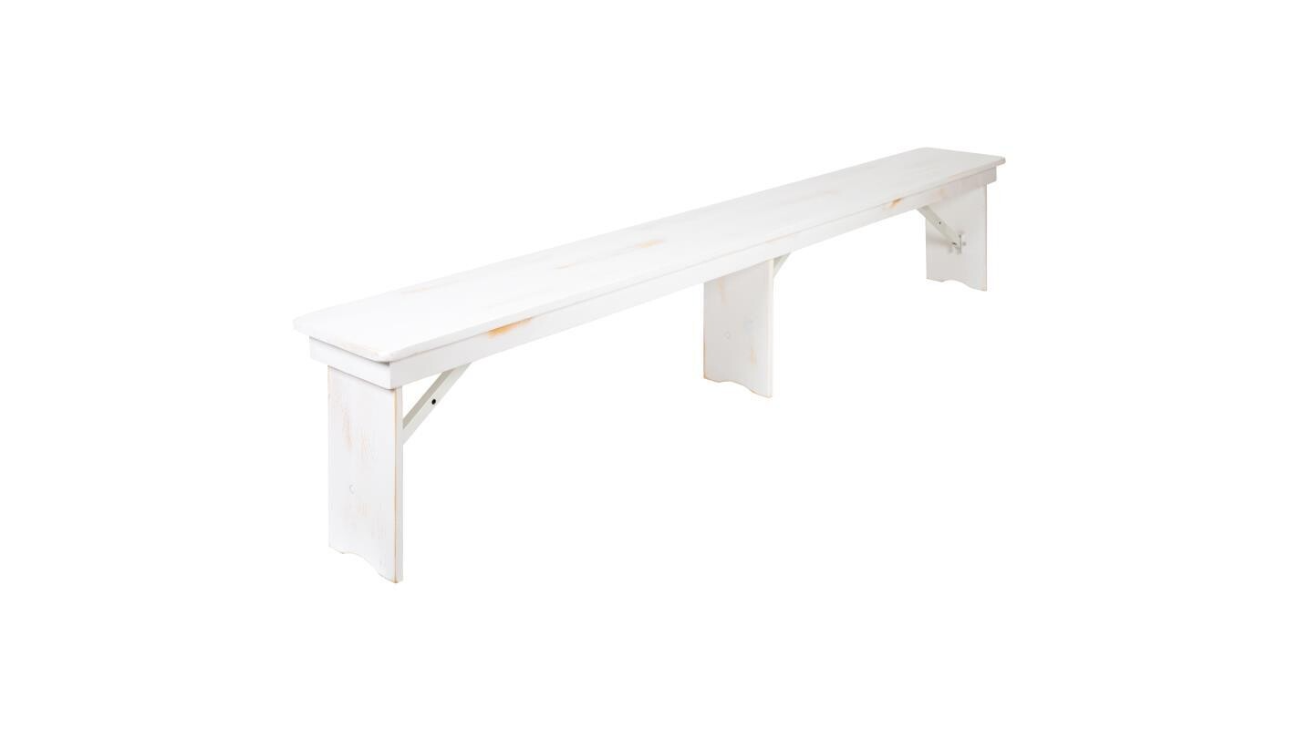 Antique WHITE Pine Folding Farm Bench with 3 Legs 8′