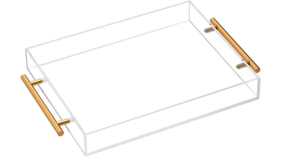 Acrylic Tray with Gold Handles 10″ x 12″ x 2″