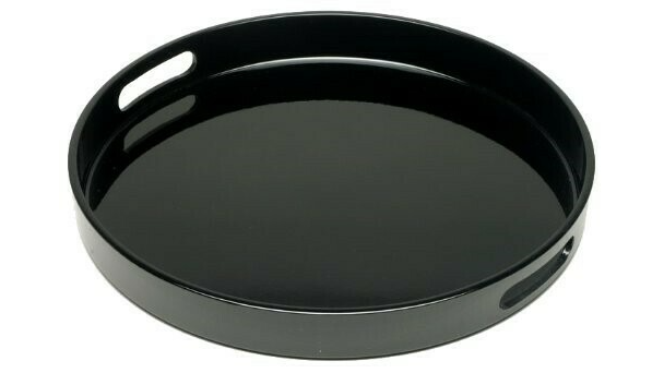 Black Lacquer Tray Round 13.5″