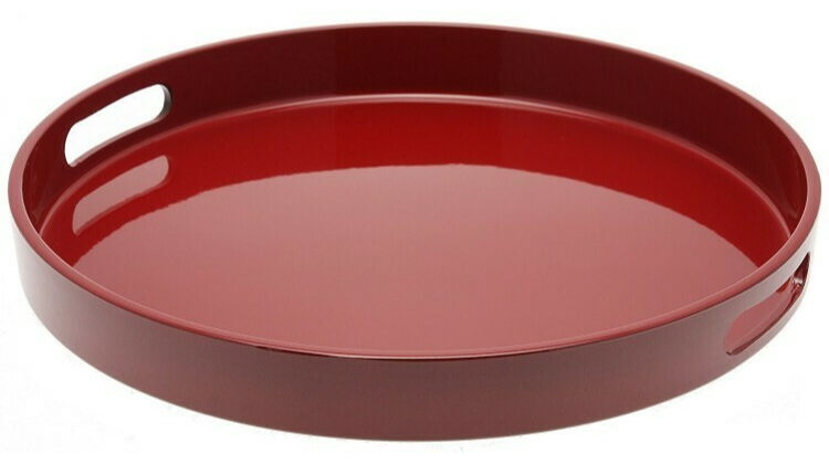 Red Lacquer Tray Round 13.5″