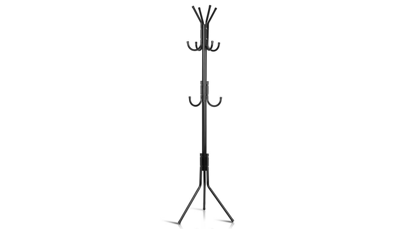 Standing Coat & Hat Stand Black 6′