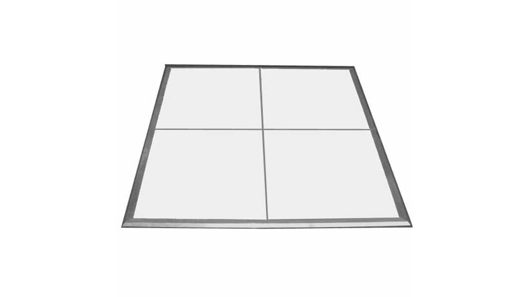 White Dance Floor 4′ x 4′ – Silver Edging