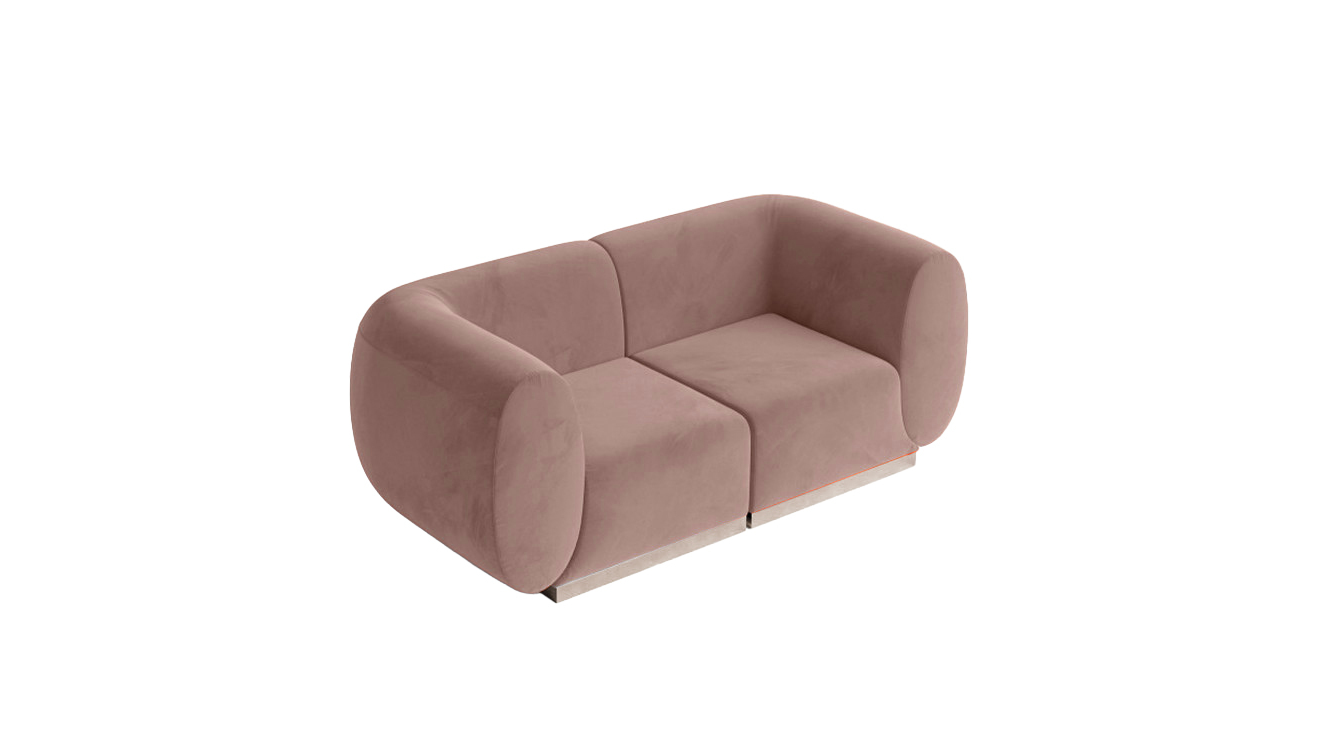 Moonlight Latte Rose Velvet Loveseat