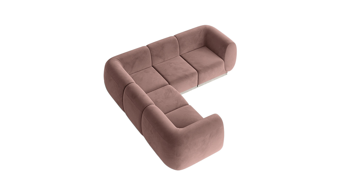 Moonlight Latte Rose Velvet L Sofa
