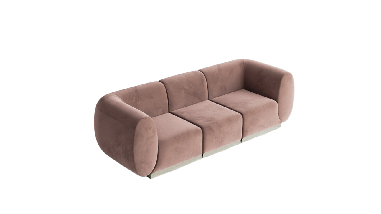 Moonlight Latte Rose Velvet Sofa