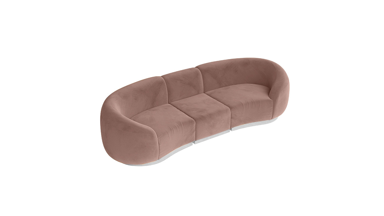 Moonlight Latte Rose Velvet Cascade Sofa