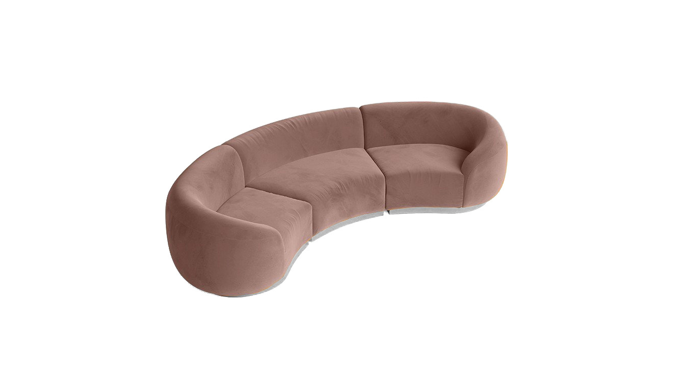 Moonlight Latte Rose Velvet Cascade Arc Sofa